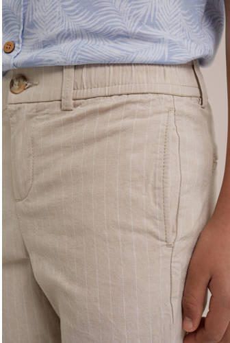 WE Fashion gestreepte slim fit chino short zand Korte broek Beige Jongens Stretchkatoen 116 - Foto 2