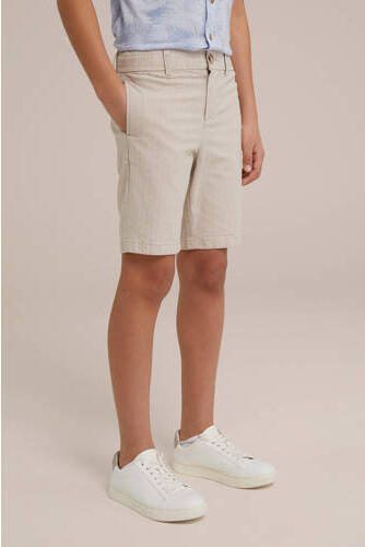 WE Fashion gestreepte slim fit chino short zand Korte broek Beige Jongens Stretchkatoen 116 - Foto 3