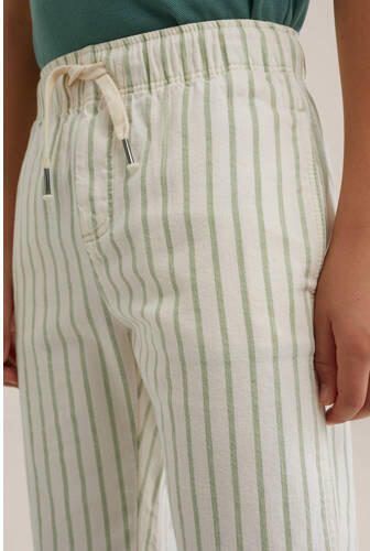 WE Fashion gestreepte straight fit broek ecru Jongens Katoen Streep 110 - Foto 2