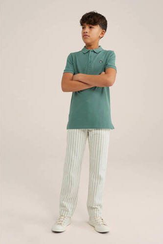WE Fashion gestreepte straight fit broek ecru Jongens Katoen Streep 110 - Foto 3