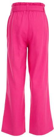 WE Fashion gestreepte straight fit broek roze Meisjes Viscose Streep 146