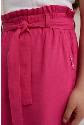 WE Fashion gestreepte straight fit broek roze Meisjes Viscose Streep 146 - Foto 2