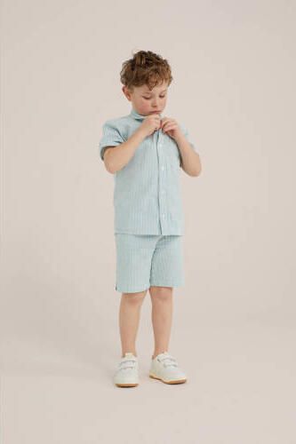 WE Fashion gestreepte tapered fit casual short groen wit Korte broek Jongens Katoen 104