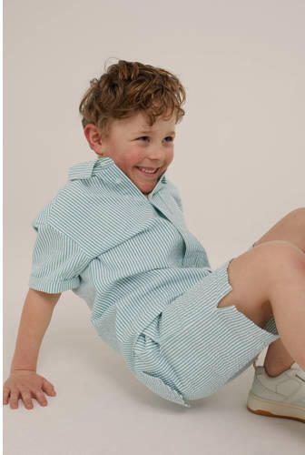 WE Fashion gestreepte tapered fit casual short groen wit Korte broek Jongens Katoen 104 - Foto 2