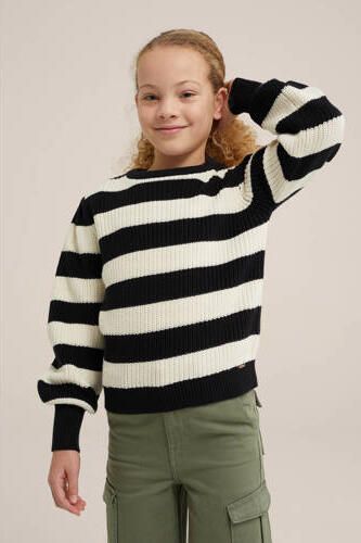 WE Fashion gestreepte trui zwart wit Meisjes Katoen Ronde hals Streep 110 116 - Foto 2
