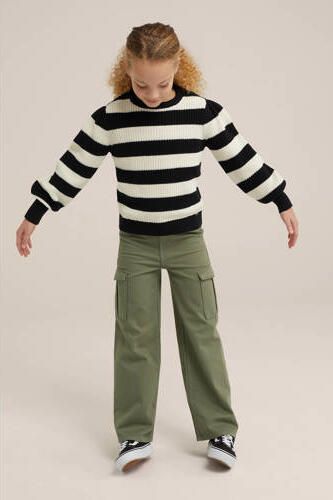 WE Fashion gestreepte trui zwart wit Meisjes Katoen Ronde hals Streep 110 116 - Foto 3