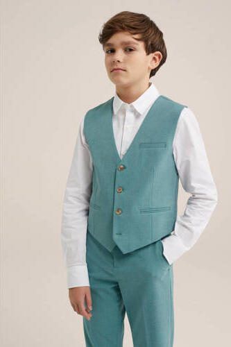 WE Fashion gilet aqua Blauw Jongens Polyester V-hals Effen 110 116 - Foto 3