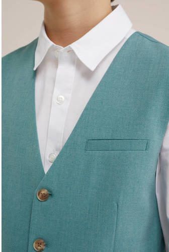 WE Fashion gilet aqua Blauw Jongens Polyester V-hals Effen 110 116 - Foto 2