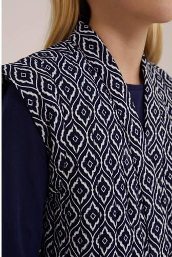 WE Fashion gilet donkerblauw wit Meisjes Gerecycled polyester V-hals All over print 146 152 - Foto 2