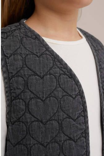 WE Fashion gilet grey denim Grijs Effen 134 140 | Gilet van