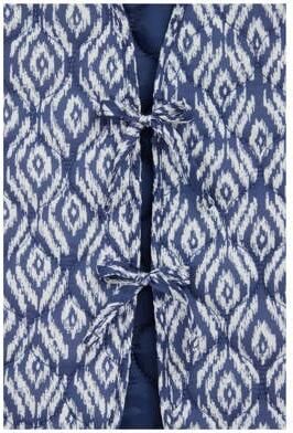 WE Fashion gilet met all over print blauw wit Meisjes Polyester V-hals 110 116 - Foto 3