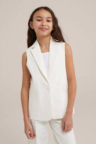WE Fashion gilet offwhite Ecru Meisjes Katoen Reverskraag Effen 146 152 - Foto 3