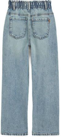 WE Fashion high waist straight fit jeans light blue denim Blauw Effen 158
