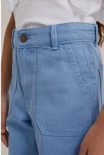 WE Fashion high waist wide leg jeans blauw Meisjes Denim Effen 104 - Foto 2