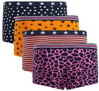 WE Fashion hipster set van 4 roze oranje zwart Slip Meisjes Stretchkatoen 110 116 - Foto 2