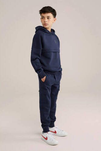 WE Fashion hoodie donkerblauw Trui Jongens Sweat Capuchon Effen 122 128 - Foto 4