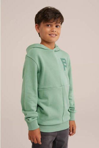 WE Fashion hoodie lichtgroen Trui Jongens Katoen Capuchon Effen 122 128 - Foto 2