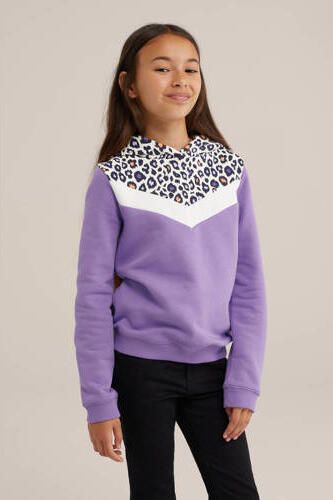 WE Fashion hoodie paars Trui Meisjes Sweat Capuchon Meerkleurig 110 116 - Foto 2