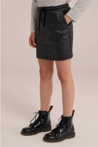 WE Fashion imitatieleer; imitatieleren rok zwart Effen 122 128