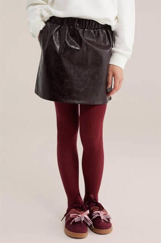 WE Fashion imitatieleren minirok donkerrood Meisjes Polyurethaan Effen