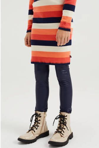 WE Fashion imitatieleren skinny broek donkerblauw Meisjes Imitatieleer 110 116 - Foto 4