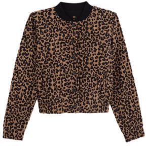 WE Fashion jasje met panterprint bruin zwart Meisjes Polyester Ronde hals 134 140