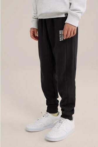 WE Fashion joggingbroek zwart Jongens Katoen Effen 140 - Foto 3