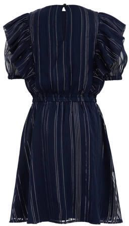 WE Fashion jurk donkerblauw Meisjes Polyester Ronde hals Effen 110 116