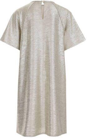 WE Fashion jurk goud Meisjes Polyester Ronde hals Effen 110 116