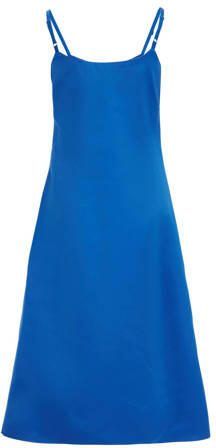 WE Fashion jurk kobalt blauw Meisjes Polyester V-hals Effen 134 140