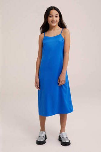 WE Fashion jurk kobalt blauw Meisjes Polyester V-hals Effen 134 140 - Foto 2