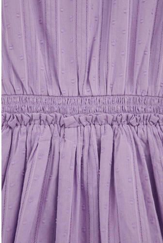 WE Fashion jurk lila Meisjes Katoen Ronde hals Effen 110 116