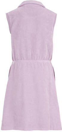 WE Fashion jurk lila Paars Meisjes Badstof V-hals Effen 134 140