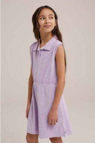 WE Fashion jurk lila Paars Meisjes Badstof V-hals Effen 134 140 - Foto 2