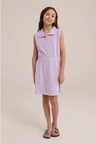 WE Fashion jurk lila Paars Meisjes Badstof V-hals Effen 134 140 - Foto 3