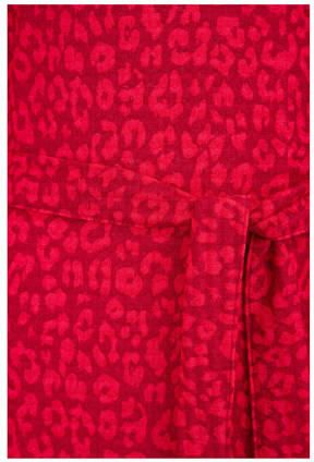 WE Fashion jurk met all over print en plooien rood Meisjes Polyester Ronde hals 134 140