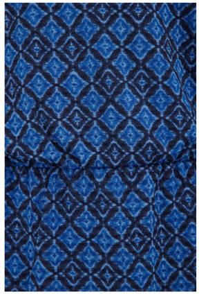 WE Fashion jurk met all over print en ruches blauw Meisjes Polyester Ronde hals 110 116