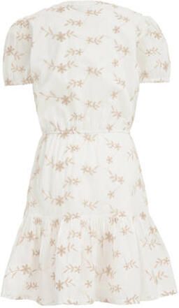 WE Fashion jurk met all over print wit Meisjes Katoen Ronde hals All over print 122 128