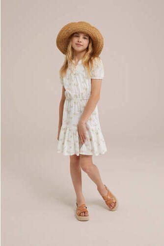 WE Fashion jurk met all over print wit Meisjes Katoen Ronde hals All over print 122 128 - Foto 3