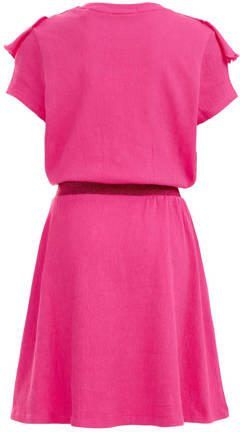 WE Fashion jurk roze Meisjes Katoen Ronde hals Effen 110 116 - Foto 3