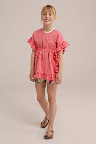 WE Fashion jurk roze Meisjes Katoen V-hals Effen S - Foto 3