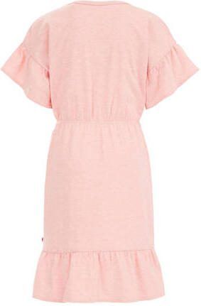 WE Fashion jurk roze Meisjes Stretchkatoen Ronde hals Effen 110 116