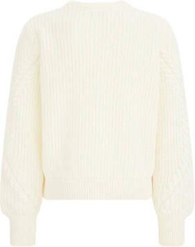 WE Fashion kabeltrui offwhite Ecru Meisjes Katoen Ronde hals Effen 110 116