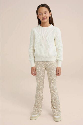 WE Fashion kabeltrui offwhite Ecru Meisjes Katoen Ronde hals Effen 110 116 - Foto 3