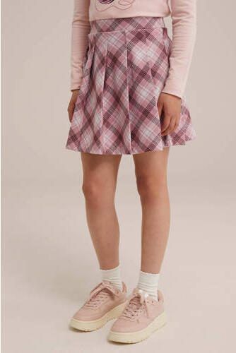 WE Fashion korte rok lichtroze Meisjes Polyester Ruit 110 116 - Foto 2