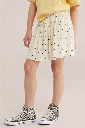 WE Fashion korte rok met stippen ecru Meisjes Viscose Stip