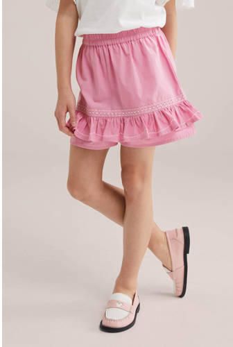 WE Fashion korte rok roze Meisjes Katoen Effen