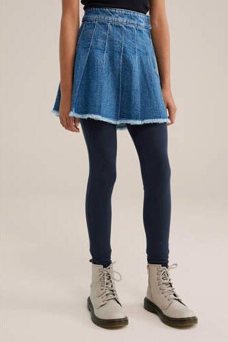 WE Fashion legging donkerblauw Meisjes Stretchkatoen Effen 158 164 - Foto 3