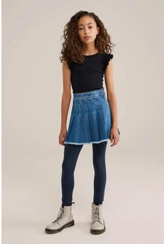 WE Fashion legging donkerblauw Meisjes Stretchkatoen Effen 158 164 - Foto 4