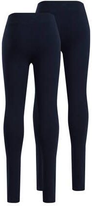 WE Fashion legging set van 2 donkerblauw Meisjes Stretchkatoen Effen 110 116 - Foto 4